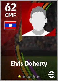 Elvis Doherty eFootball 2026 player card — 62 OVR CMF