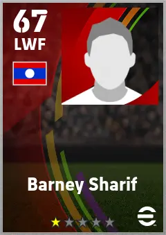 Barney Sharif eFootball 2026 player card — 67 OVR LWF