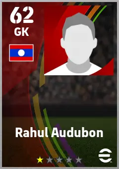 Rahul Audubon eFootball 2026 player card — 62 OVR GK