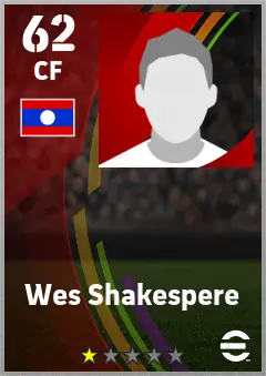 Wes Shakespere eFootball 2026 player card — 62 OVR CF