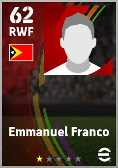 Emmanuel Franco eFootball 2026 player card — 62 OVR RWF