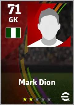 Mark Dion eFootball 2026 player card — 71 OVR GK