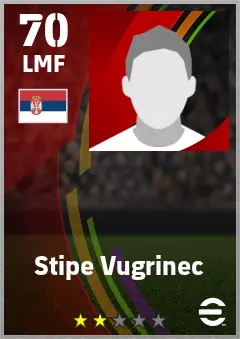 Stipe Vugrinec eFootball 2026 player card — 70 OVR LMF