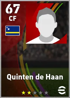 Quinten de Haan eFootball 2026 player card — 67 OVR CF