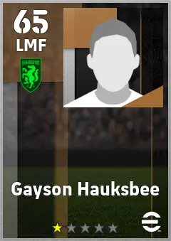 Gayson Hauksbee eFootball 2026 player card — 65 OVR LMF