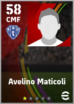Avelino Maticoli eFootball 2026 player card — 58 OVR CMF