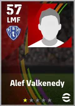 Alef Valkenedy eFootball 2026 player card — 57 OVR LMF