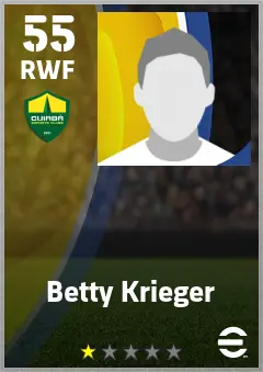 Betty Krieger eFootball 2026 player card — 55 OVR RWF