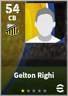 Gelton Righi eFootball 2026 player card — 54 OVR CB