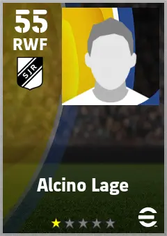 Alcino Lage eFootball 2026 player card — 55 OVR RWF