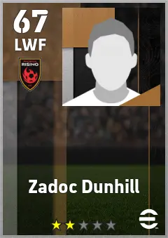 Zadoc Dunhill eFootball 2026 player card — 67 OVR LWF