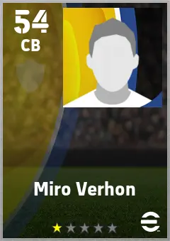 Miro Verhon eFootball 2026 player card — 54 OVR CB