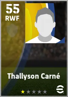 Thallyson Carne eFootball 2026 player card — 55 OVR RWF