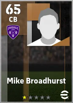 Mike Broadhurst eFootball 2026 player card — 65 OVR CB