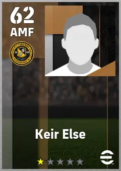 Keir Else eFootball 2026 player card — 62 OVR AMF