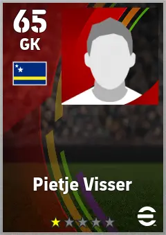 Pietje Visser eFootball 2026 player card — 65 OVR GK