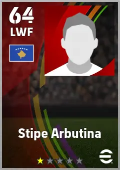 Stipe Arbutina eFootball 2026 player card — 64 OVR LWF