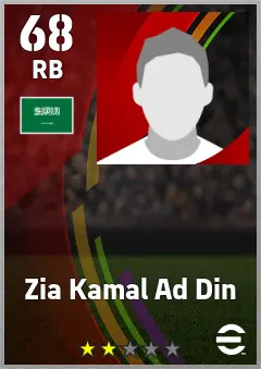 Zia Kamal Ad Din eFootball 2026 player card — 68 OVR RB