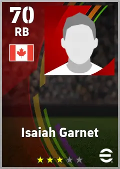 Isaiah Garnet eFootball 2026 player card — 70 OVR RB