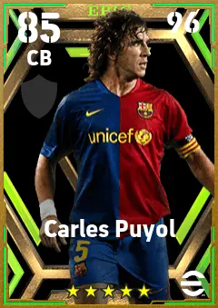 Carles Puyol eFootball 2026 player card — 85 OVR CB