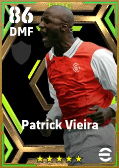 Patrick Vieira eFootball 2026 player card — 86 OVR DMF