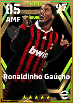 Ronaldinho Gaucho eFootball 2026 player card — 85 OVR AMF