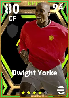 Dwight Yorke eFootball 2026 player card — 80 OVR CF