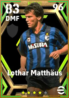 Lothar Matthaus eFootball 2026 player card — 83 OVR DMF