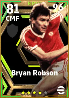 Bryan Robson eFootball 2026 player card — 81 OVR CMF