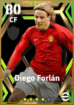 Diego Forlan eFootball 2026 player card — 80 OVR CF