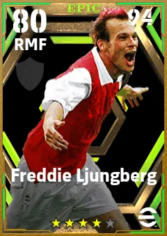 Freddie Ljungberg eFootball 2026 player card — 80 OVR RMF