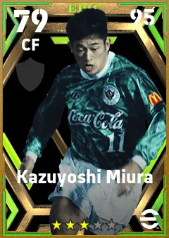 Kazuyoshi Miura eFootball 2026 player card — 79 OVR CF
