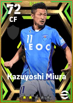Kazuyoshi Miura eFootball 2026 player card — 72 OVR CF