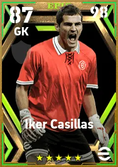 Iker Casillas eFootball 2026 player card — 87 OVR GK
