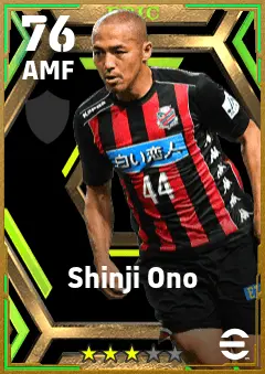 Shinji Ono eFootball 2026 player card — 76 OVR AMF