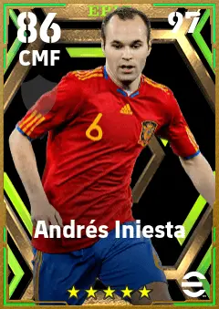 Andres Iniesta eFootball 2026 player card — 86 OVR CMF