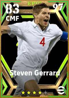 Steven Gerrard eFootball 2026 player card — 83 OVR CMF