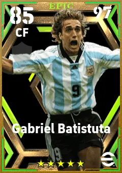 Gabriel Batistuta eFootball 2026 player card — 85 OVR CF
