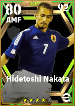 Hidetoshi Nakata eFootball 2026 player card — 80 OVR AMF