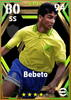 Bebeto eFootball 2026 player card — 80 OVR SS