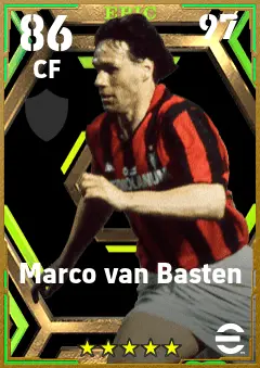 Marco van Basten eFootball 2026 player card — 86 OVR CF