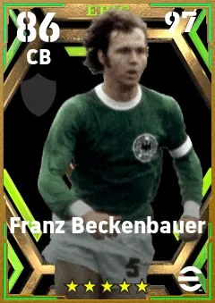 Franz Beckenbauer eFootball 2026 player card — 86 OVR CB