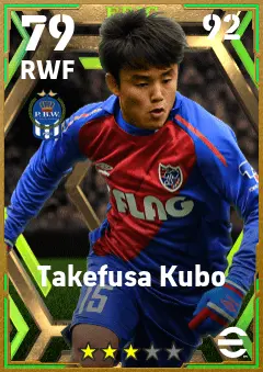 Takefusa Kubo eFootball 2026 player card — 79 OVR RWF