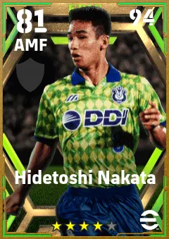 Hidetoshi Nakata eFootball 2026 player card — 81 OVR AMF