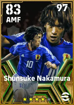 Shunsuke Nakamura eFootball 2026 player card — 83 OVR AMF