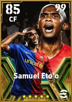 Samuel Eto o eFootball 2026 player card — 85 OVR CF