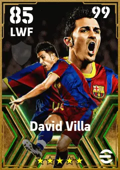 David Villa eFootball 2026 player card — 85 OVR LWF