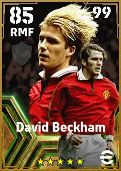 David Beckham eFootball 2026 player card — 85 OVR RMF