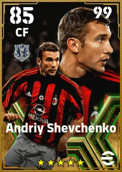 Andriy Shevchenko eFootball 2026 player card — 85 OVR CF