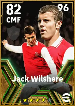 Jack Wilshere eFootball 2026 player card — 82 OVR CMF